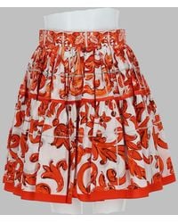 Dolce & Gabbana - Mini Cotton Skirt With Majolica Print - Lyst