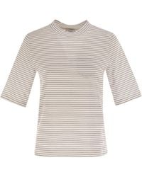 Peserico - Striped Cotton Jersey T-Shirt - Lyst