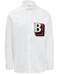 Burberry - Camicia bianca in cotone ricamata - Lyst