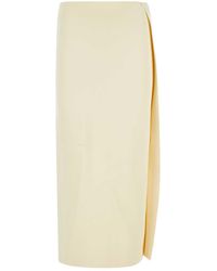 Jil Sander - White Viscose Midi Skirt - Lyst