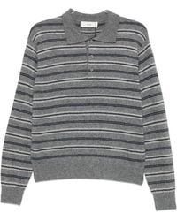 DUNST - Wool Blend Striped Polo Shirt - Lyst