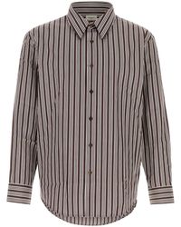Saint Laurent - Embroidered Poplin Shirt With Striped Detail - Lyst