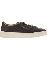 Santoni - Tumbled Leather Double Buckle Trainer - Lyst
