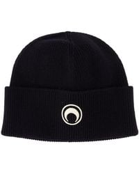 Marine Serre - Beanie laine noire - Lyst