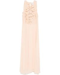 forte_forte - "En Fleur" Embroidery Popline And Georgette Dress Clothing - Lyst