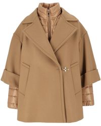 Fay - Double Detachable Striped Quilted Layer Cape - Lyst