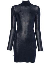 Self-Portrait - Mini-Jurk Met Hoge Hals En Glitters - Lyst