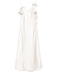 Self-Portrait - Self -Porträt -Satin Maxi -Kleid mit Blumenapplikationen - Lyst