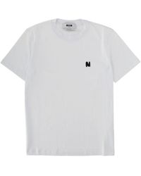 MSGM - Logo Crew Neck T-Shirt - Lyst