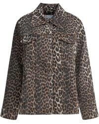 Ganni - Leopard Denim Jacket - Lyst