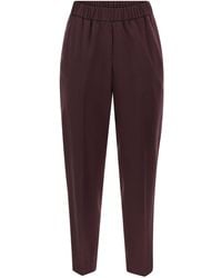 Peserico - Virgin Wool Trousers With Elasticated Waistband - Lyst
