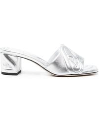 McQueen - Metallic Leather Heel Sandals - Lyst