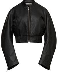 MM6 by Maison Margiela - Leather Effect Bomber Jacket - Lyst