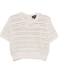 Emporio Armani - Cotton Open-Knit Cardigan - Lyst