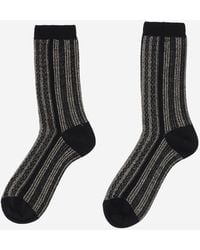 ANT45 - Ribbed Wool Blend Socks With Stripes - Lyst
