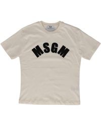 MSGM - Jersey T-Shirt Mädchen Crema/Cream Nero/Bl - Lyst