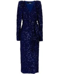 ROTATE BIRGER CHRISTENSEN - Gewickeltes Midikleid Mit Pailletten - Lyst