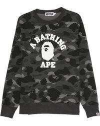 A Bathing Ape - Color Camo College Crewneck Sweatshirt M - Lyst