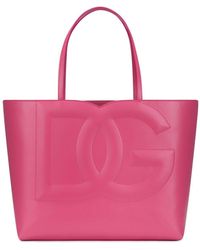 Dolce & Gabbana - Mittelgroßer Shopper Aus Kalbsleder Mit Logo - Lyst