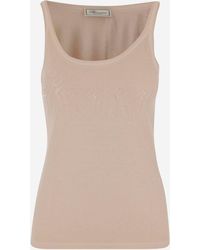 Blumarine - Jersey top con logotipo de efecto de fundición - Lyst