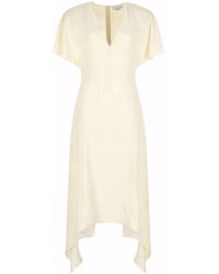 Stella McCartney - Fluid V-Neck Asymmetric Midi Dress - Lyst