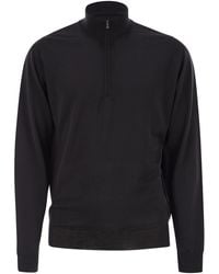 John Smedley - Barrow High Neck Jumper With Half Zip - Lyst