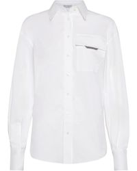 Brunello Cucinelli - Popeline Blouse Met Lange Mouwen - Lyst