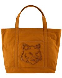 Maison Kitsuné - Fox Head Large Shopper Bag Baumwollbraun - Lyst