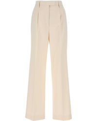 Prada - Ivory Cotton Wide-Leg Pant - Lyst