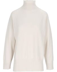 Kangra Cashmere - Raglan Turtleneck Sweater With Side Slits - Lyst