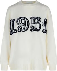 Max Mara - Off White Wool En Cashmere 'fido' Sweater - Lyst