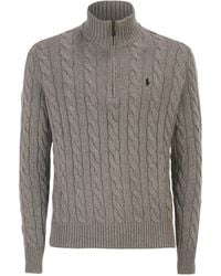 Polo Ralph Lauren - Cotton Cable Knit Jumper With Zip Fastening - Lyst