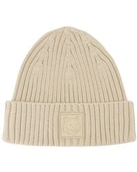 Maison Kitsuné - Bold Fox Head Beanie Katoen Wit - Lyst