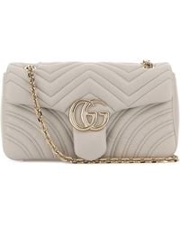 Gucci - Chalk Nappa Leather Medium Gg Marmont Shoulder Bag - Lyst