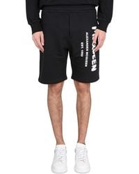 McQueen - Bermuda Shorts With Graffiti Logo Print - Lyst