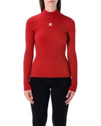Courreges - Courrèges Rib Knit Mock Neck Sweater - Lyst