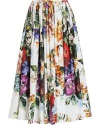 Dolce & Gabbana - High-Waisted Skirt With A Floral Bouquet Print - Lyst