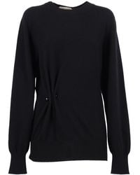 Alberta Ferretti - Cashmere Knit Sweater With Twist Detail And Decorative Buttons - Lyst
