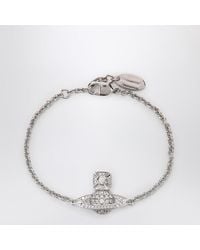 Vivienne Westwood - Platinum Orb Logo Bracelet With Crystals - Lyst