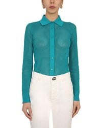Bottega Veneta - Slim Fit Mesh Cardigan - Lyst