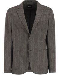 BOSS - Slim-fit Blazer Van Stretch Gestreept Flanel - Lyst
