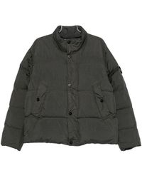 Stone Island - Padded Stand-Up Collar Jacket With Elastic Cuffs & Drawstring Hem - Lyst