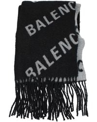 Balenciaga - Sciarpe Uomo Lana Nero/Grigio - Lyst