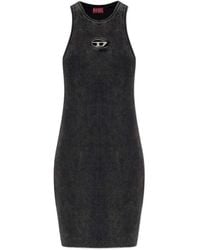 DIESEL - M-Anchorage Geribbelde Mini-Jurk Met Logoplakkaat - Lyst