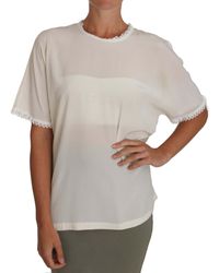 Dolce & Gabbana - White Cream Silk Lace Top Blouse T-shirt - Lyst