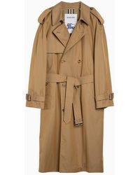 Burberry - Long Double-Breasted Spelt Trench Coat - Lyst