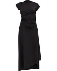 Victoria Beckham - Asymmetrically Draped Midi Dress With Soft Ruching - Lyst