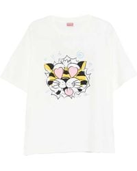 KENZO - Tiger-Print T-Shirt - Lyst