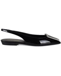 Saint Laurent - Vivi Bow Patent Slingback Flat - Lyst