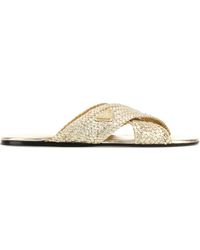 Prada - Woven Collection Slides - Lyst